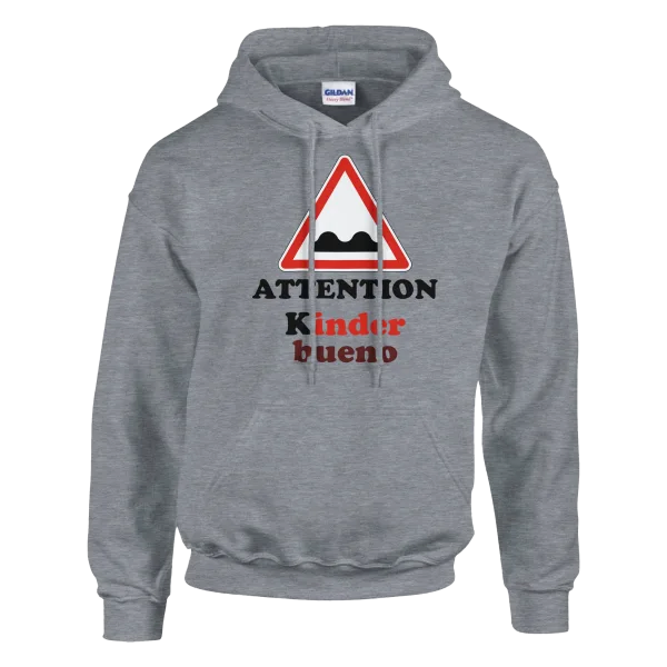 Hoodie "Attention Kinder bueno" Gris Chiné Anthracite
