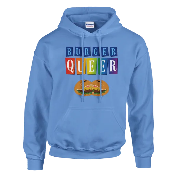 Hoodie "Burger Queer" Bleu ciel