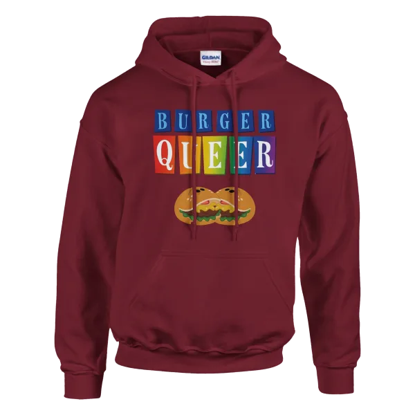 Hoodie "Burger Queer" Grenat