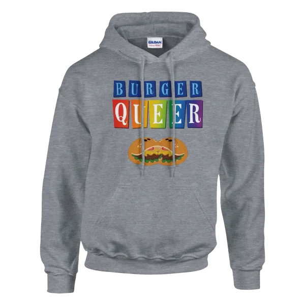 Hoodie "Burger Queer" Gris Chiné Anthracite