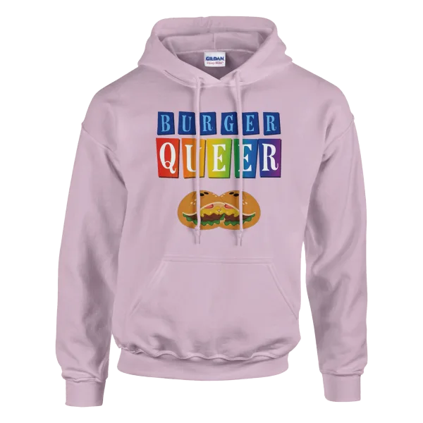 Hoodie "Burger Queer" Rose Pâle