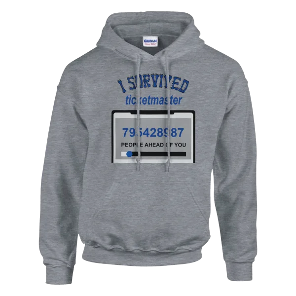 Hoodie "I survived Ticketmaster" Gris Chiné Anthracite Hoodie "I survived Ticketmaster" Gris Chiné Anthracite
