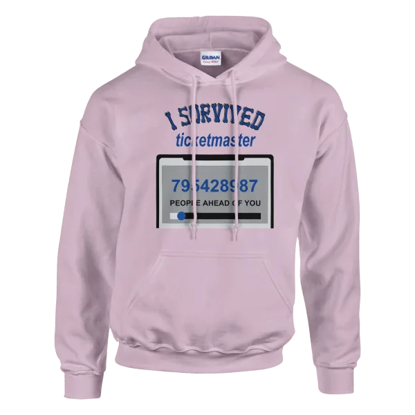 Hoodie "I survived Ticketmaster" Rose Pâle Hoodie "I survived Ticketmaster" Rose Pâle