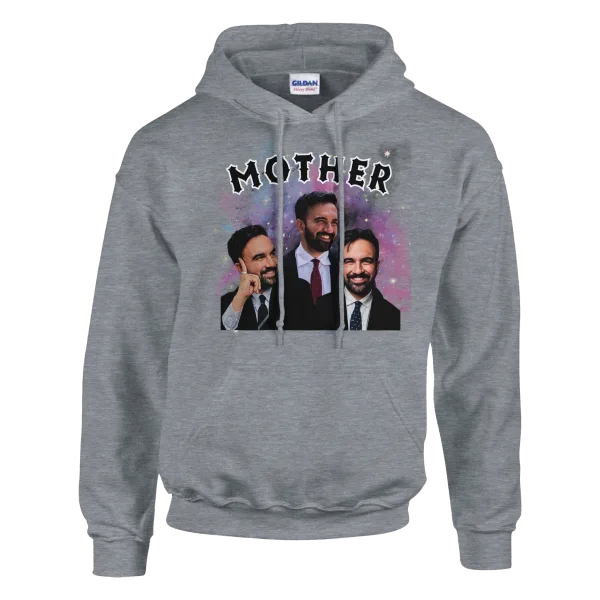 Hoodie "Mother Mamdani" Gris Chiné Anthracite