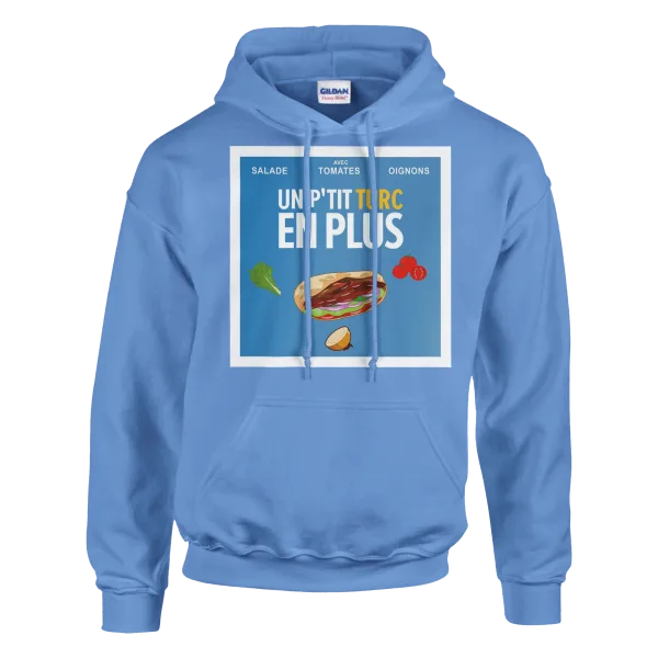 Hoodie "Un p'tit turc en plus" Bleu ciel