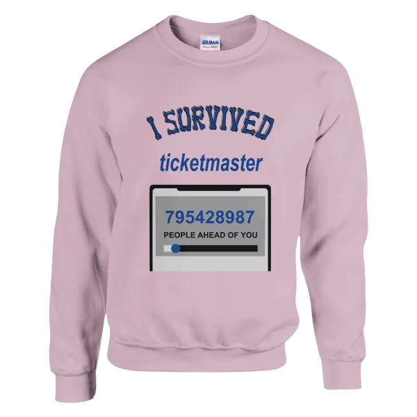Sweat "I survived Ticketmaster" Rose Pâle