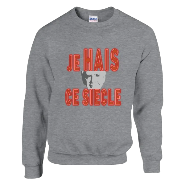 Sweat "Je hais ce siècle" Gris Chiné Anthracite